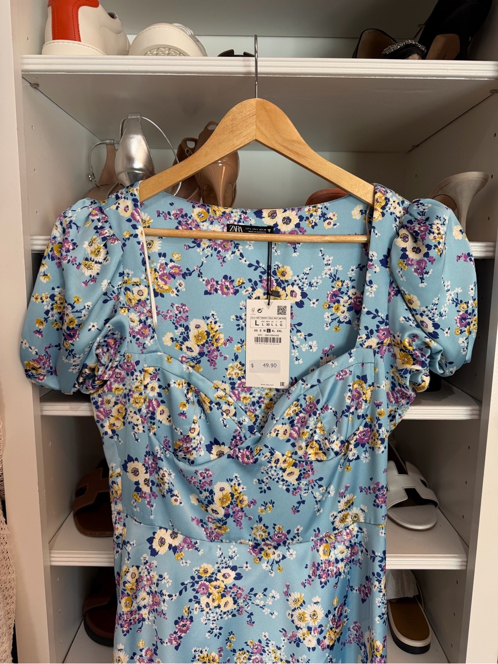 ZARA Sky Blue Floral Mini Dress - Picture 4 of 11